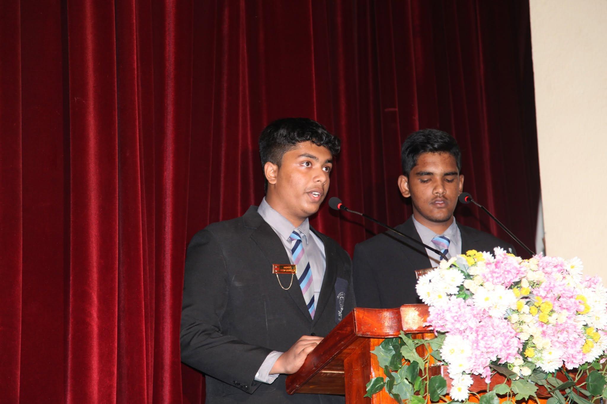 Students speaking at the Annual Awards Day ceremony